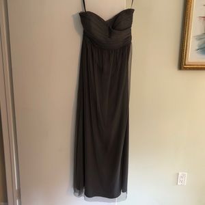 Gray strapless bridesmaid dress